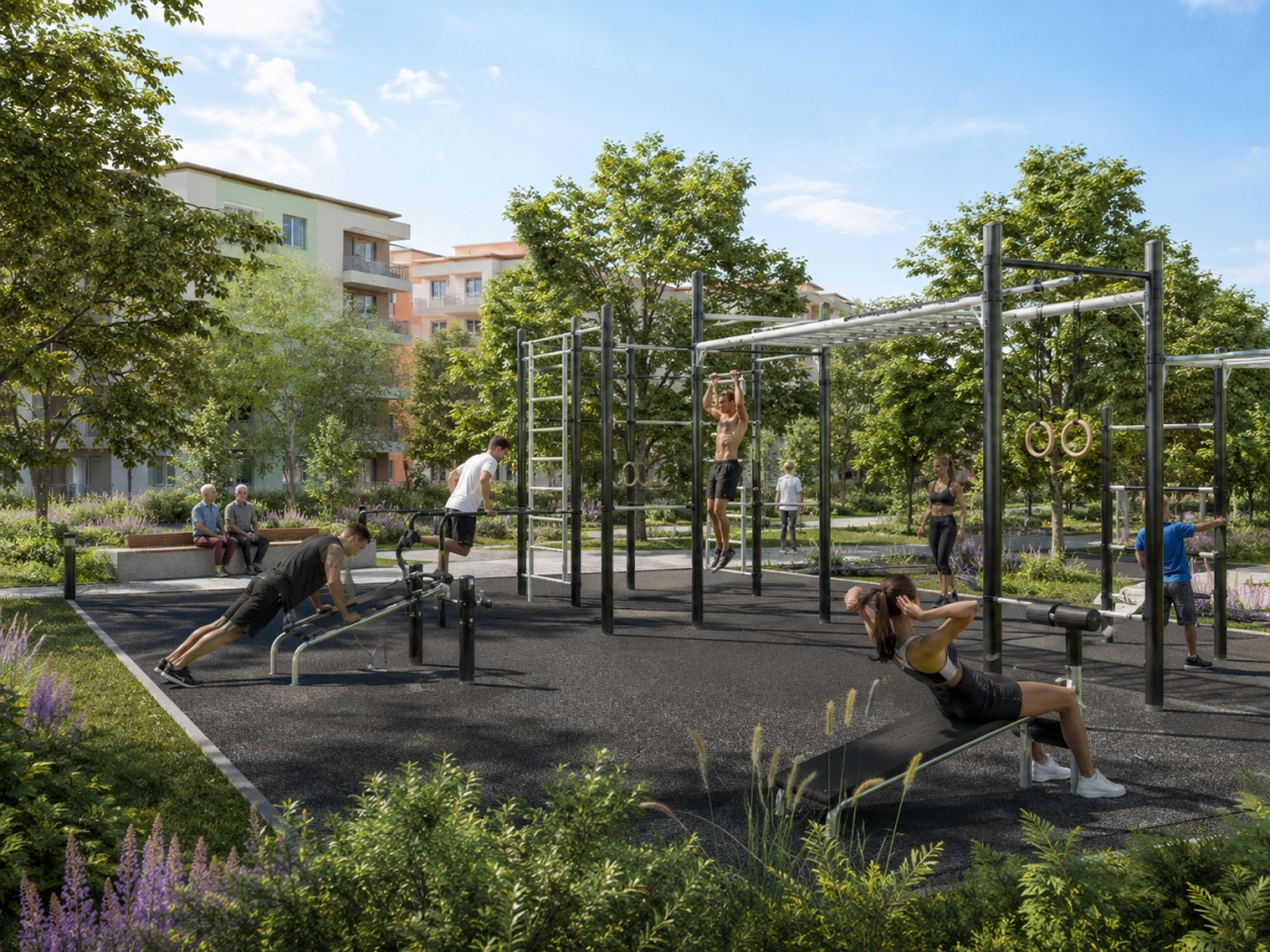 Workoutové hřiště v městské zeleni